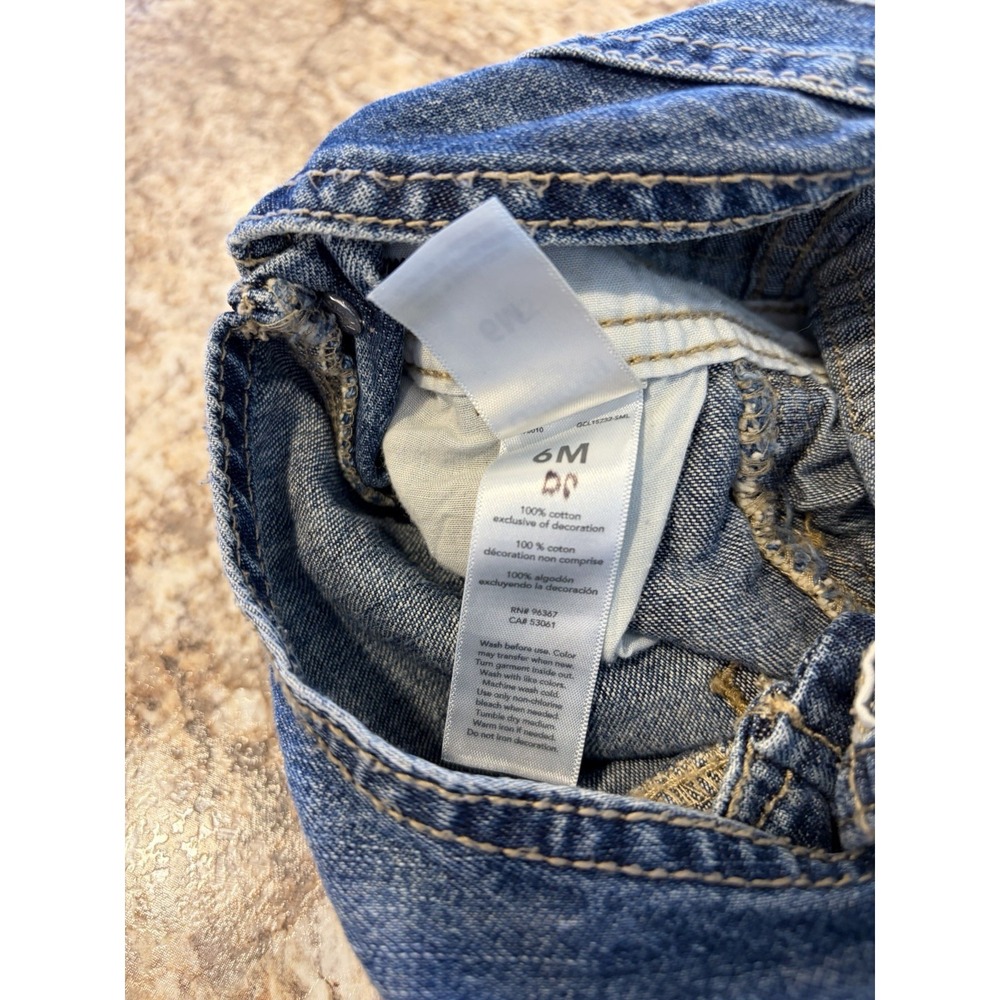 OshKosh B'gosh Vintage Blue Denim 100% Cotton Sleeveless Overall One-Piece 6 M - Picture 8 of 8